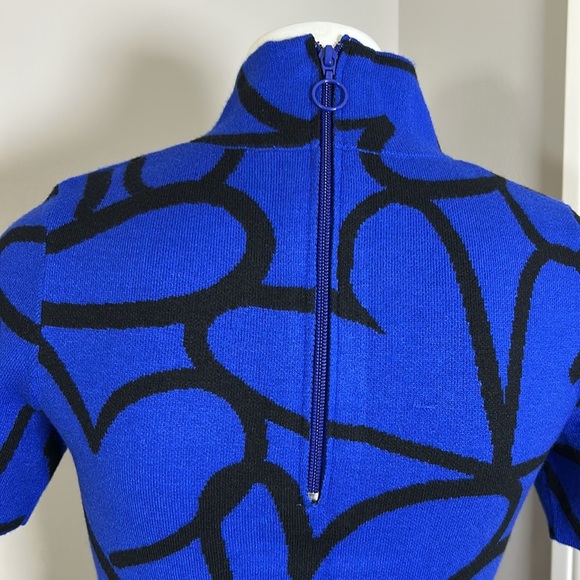 Anthropologie The Nina Short Sleeve Mock Neck Mod Mini Dress Blue Black XSP NEW - Picture 7 of 14